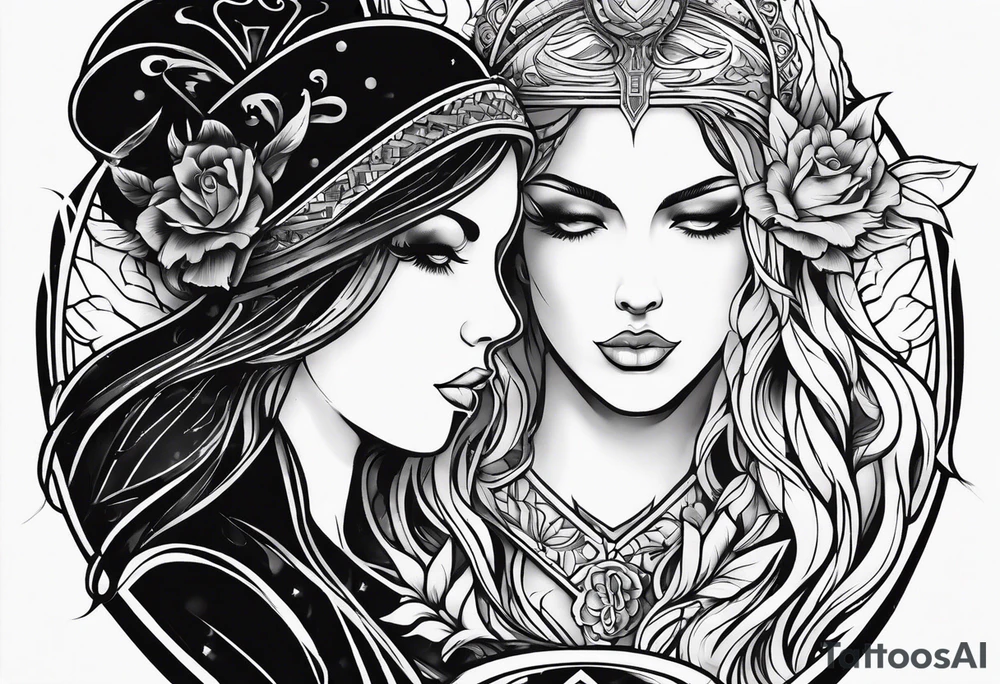 Twin flame symbol with a book. Lines only. tattoo idea