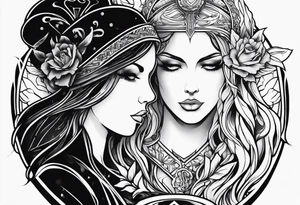 Twin flame symbol with a book. Lines only. tattoo idea