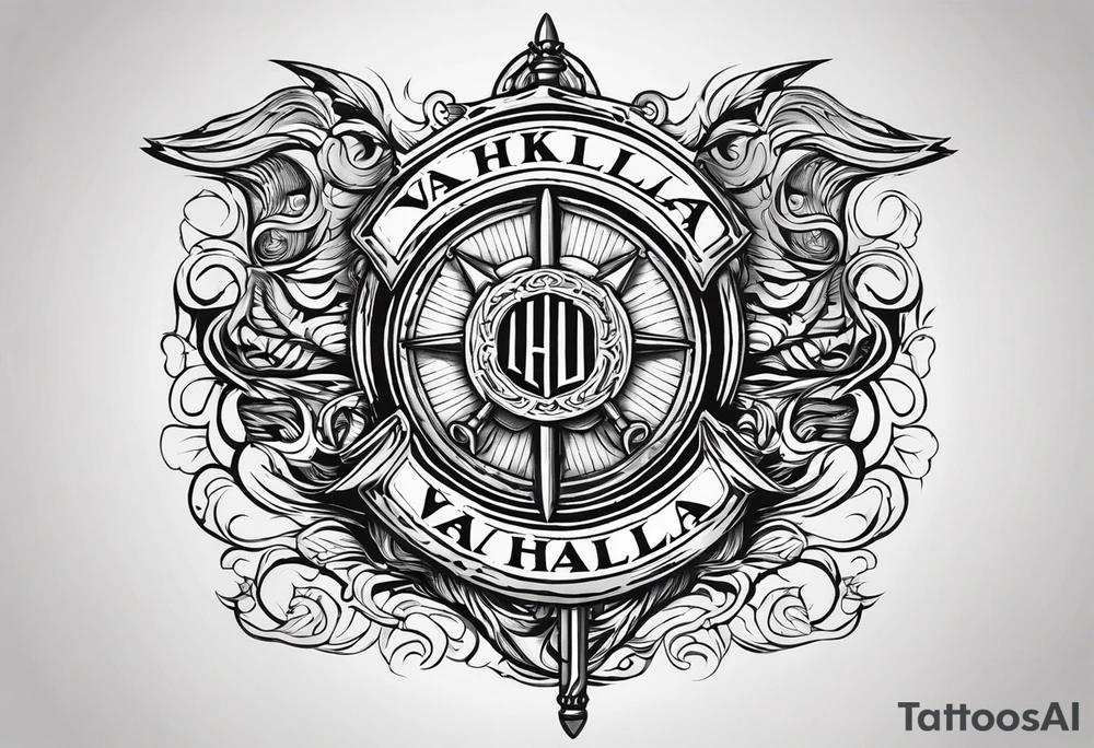 Valhalla sword ship shield tattoo idea
