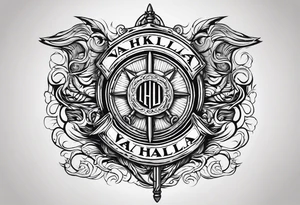 Valhalla sword ship shield tattoo idea