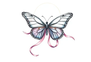 ethereal butterfly with flowing silk ribbons in moonlight tattoo idea