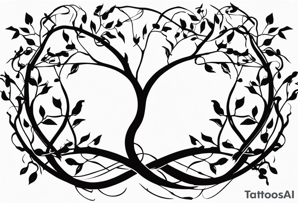 Vine and branches with John 15:5 in Greek down the middle tattoo idea