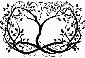 Vine and branches with John 15:5 in Greek down the middle tattoo idea