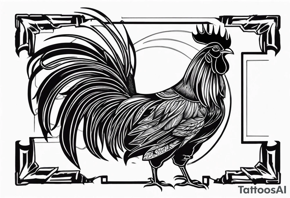 Rooster with a Machine gun tattoo idea