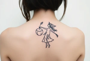 Coconut with a lime and a dancing witch girl tattoo idea
