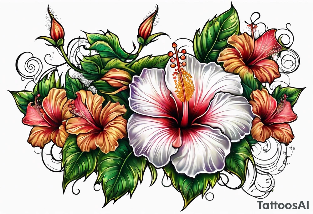 Vines With Hibiscus Flower tattoo idea