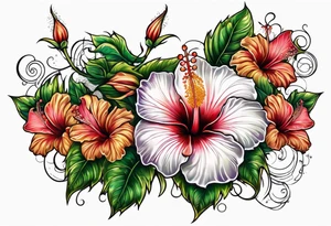 Vines With Hibiscus Flower tattoo idea