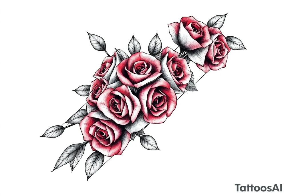 Small Roses filing up the inside of an elongated diamond shape tattoo idea