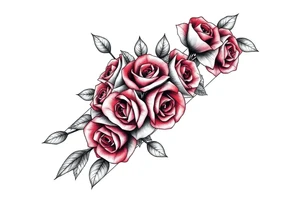 Small Roses filing up the inside of an elongated diamond shape tattoo idea