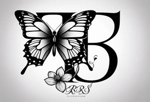 The initials R and S with a small butterfly on the S tattoo idea