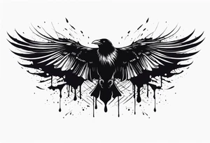 Black ravens closing its wings and dripped in blood tattoo idea