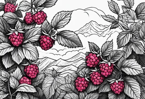 a minimalist raspberry bush tattoo idea