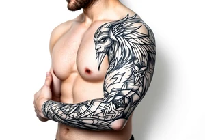 bold line shaman and witch style tattoo idea