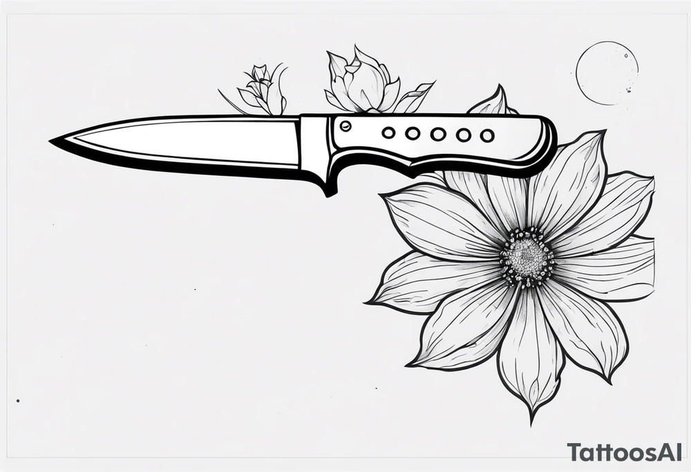 knife with cosmos tattoo idea