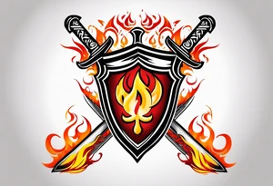 Valhalla on fire shield sword tattoo idea
