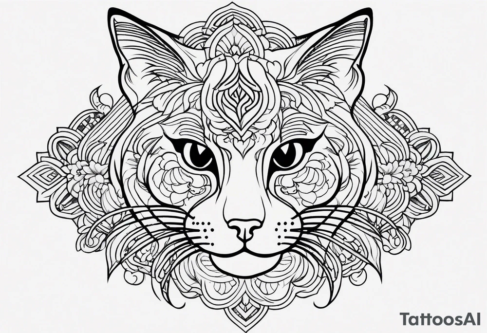 simple cat design tattoo idea
