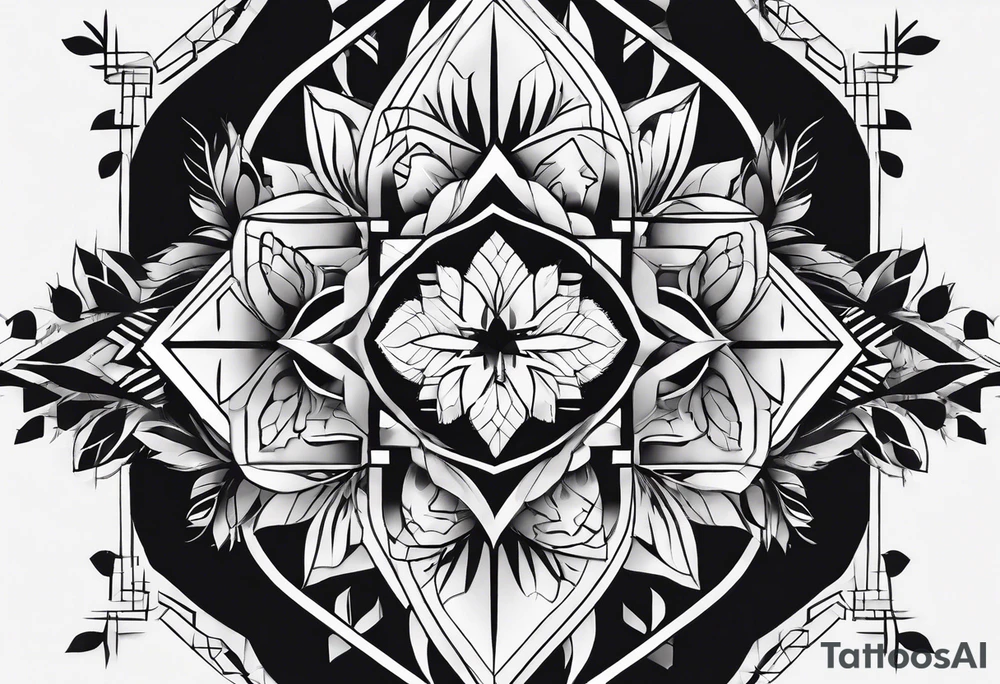 Baum silhouette mit Geometric Muster im Hintergrund tattoo idea