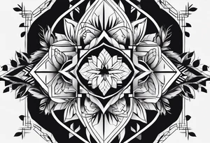 Baum silhouette mit Geometric Muster im Hintergrund tattoo idea