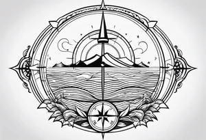 Vintage compass and waves. tattoo idea