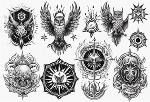 symbol eines Kriegers Wasser Eule Sonne 
Sapere Aude tattoo idea