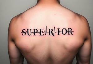 I need a tattoo that says "SUPERIOR" with a ECG acting as the underline which then transitions into becoming the "I" in "SUPERIOR". The font must preferably be gothic ultra OT tattoo idea