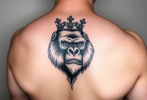 Powerful gorilla with crown tattoo idea