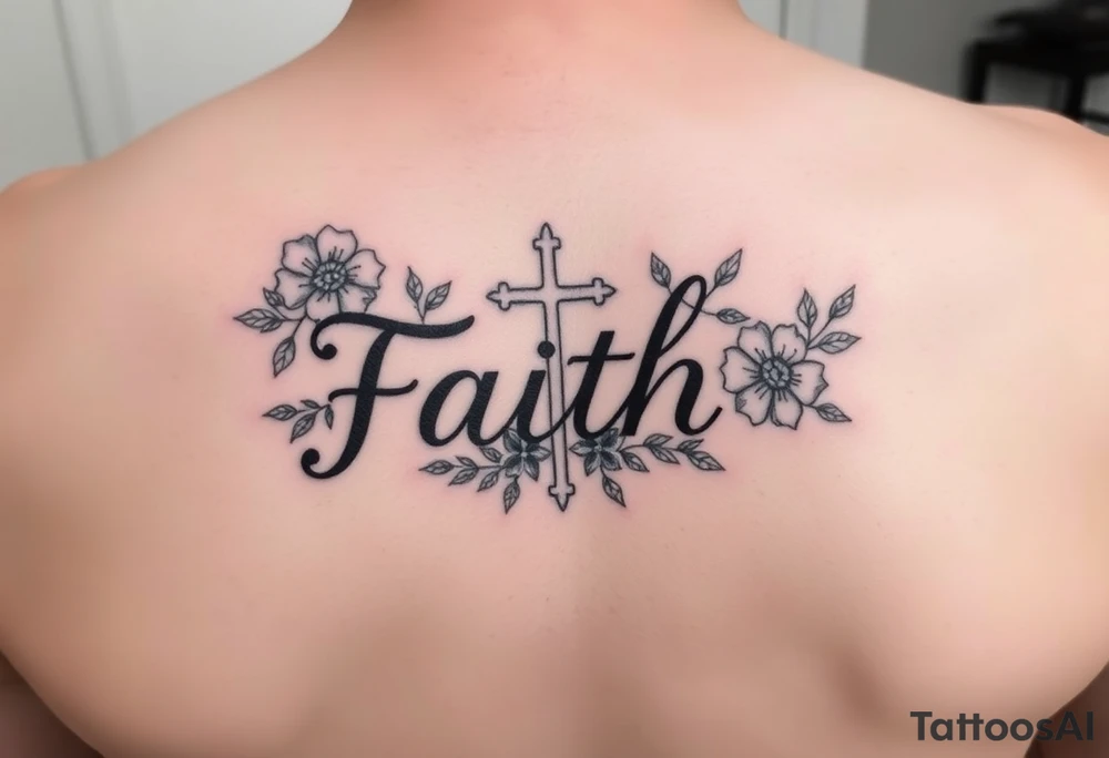 Small feminine Tattoo with the word faith
Include flowers a cross and soemthing for boy girl twins tattoo idea
