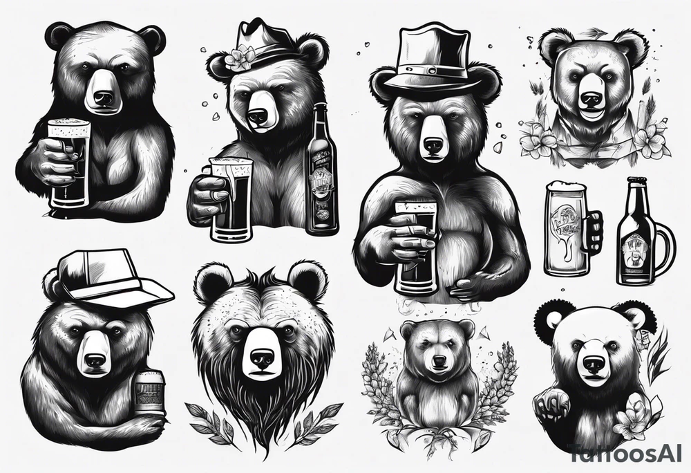 bear with a beer tattoo idea