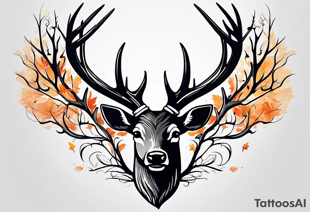 deer antlers flying tattoo idea