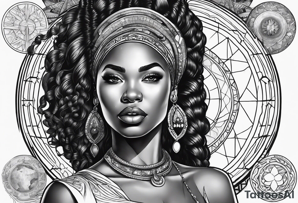 Powerful, black women, astrology tattoo idea