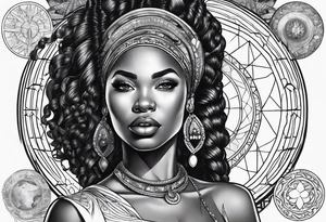 Powerful, black women, astrology tattoo idea