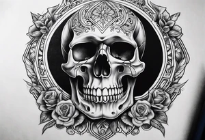 Skull on hour glass tattoo idea