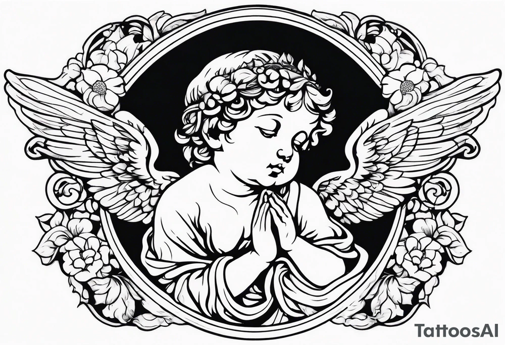 one putti praying tattoo idea