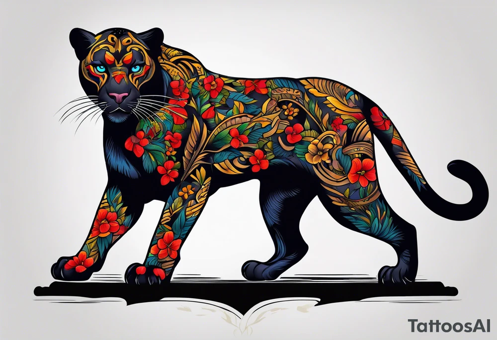 Old school panther tattoo idea
