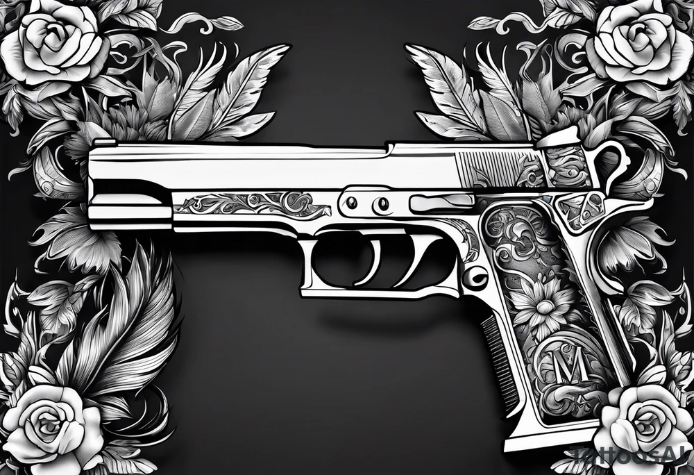 The letters AR with pistols on each side tattoo idea