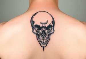 Gory skull with a black jack tattoo idea