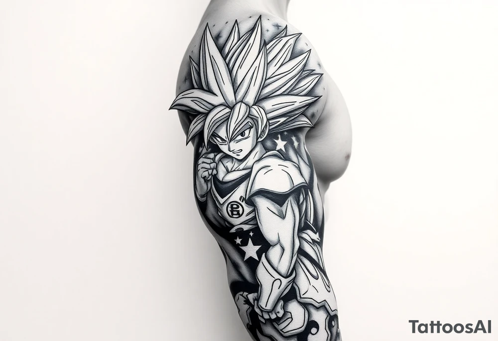 legendary dragonball z scene with energy aura and power effects tattoo idea