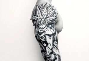 legendary dragonball z scene with energy aura and power effects tattoo idea