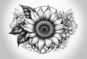 Horseshoe with a sunflower in the center tattoo idea