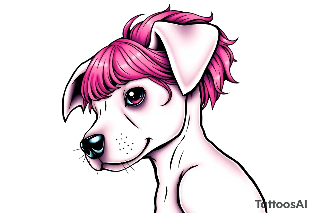 hot puppy goth girl with big boobs and pink hair tattoo idea