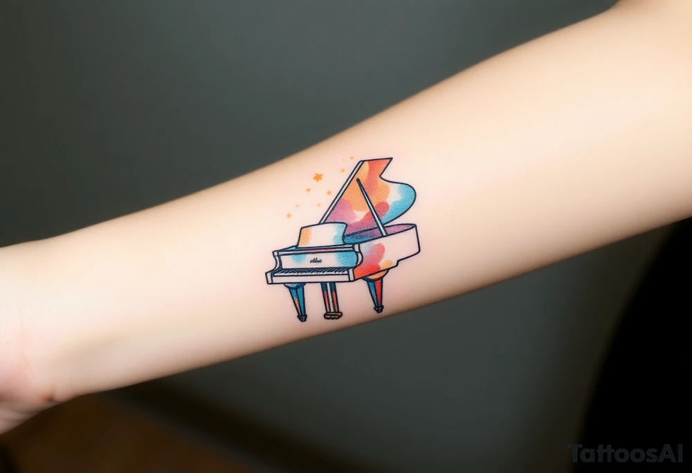 a grand piano under the stars tattoo idea