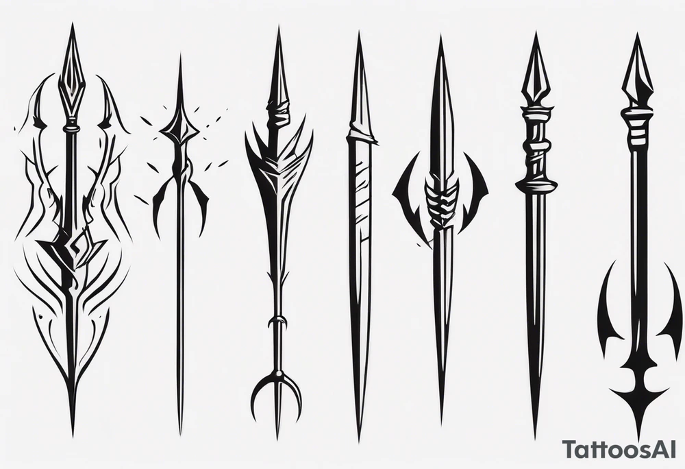 A trident, three-pronged spear tattoo idea