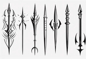 A trident, three-pronged spear tattoo idea