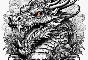 Dragon mushrooms smoking pipe tattoo idea