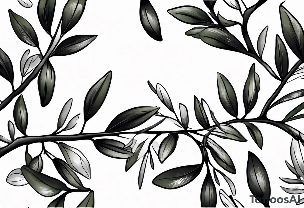 small thin olive branch bicep wrap tattoo idea