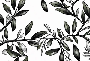small thin olive branch bicep wrap tattoo idea