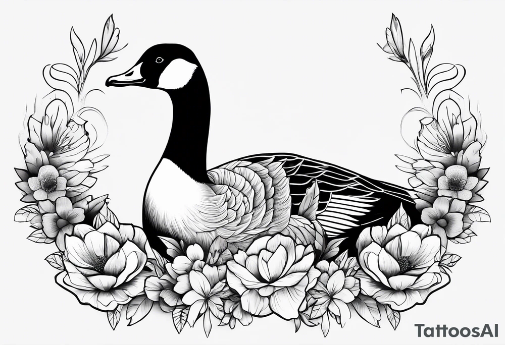 angry canadian goose with flowers side tattoo idea