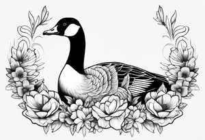 angry canadian goose with flowers side tattoo idea