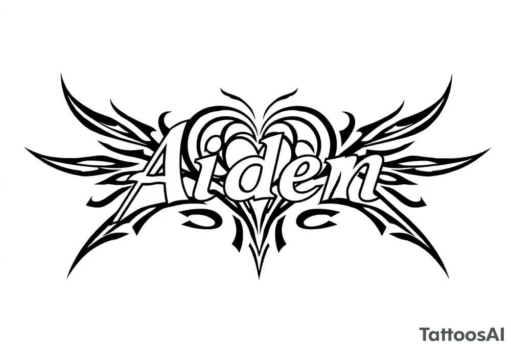 The name Aiden with a love heart tattoo idea