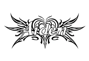 The name Aiden with a love heart tattoo idea